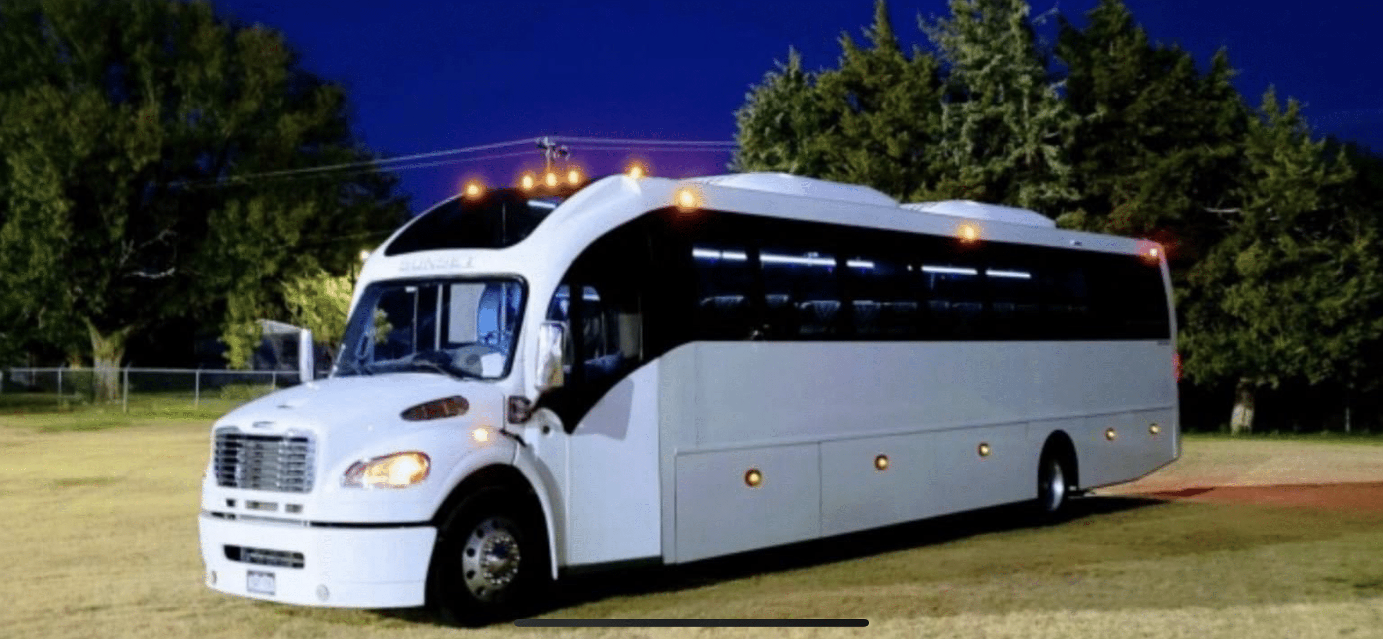 White 57 passenger coach